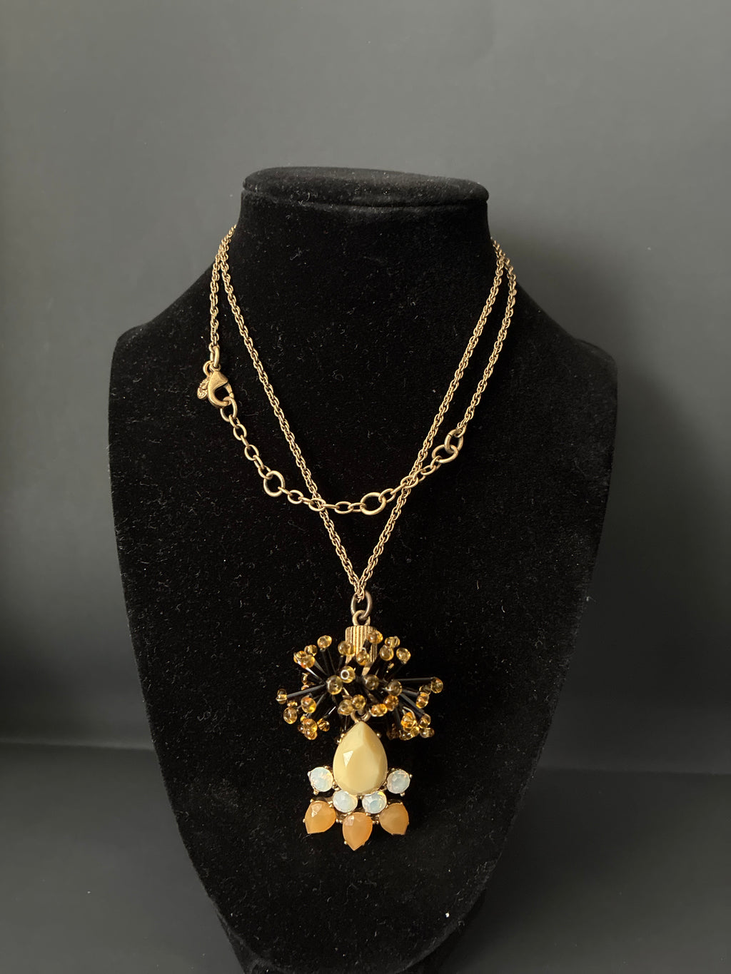Vintage J Crew Long Drop Necklace With Rhinestones