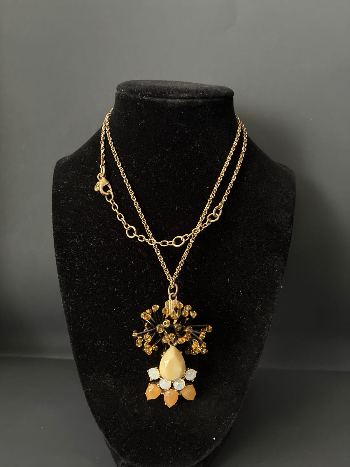 Vintage J Crew Long Drop Necklace With Rhinestones