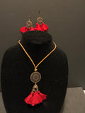 Earrings and Adjustable Necklace in Tassel Style