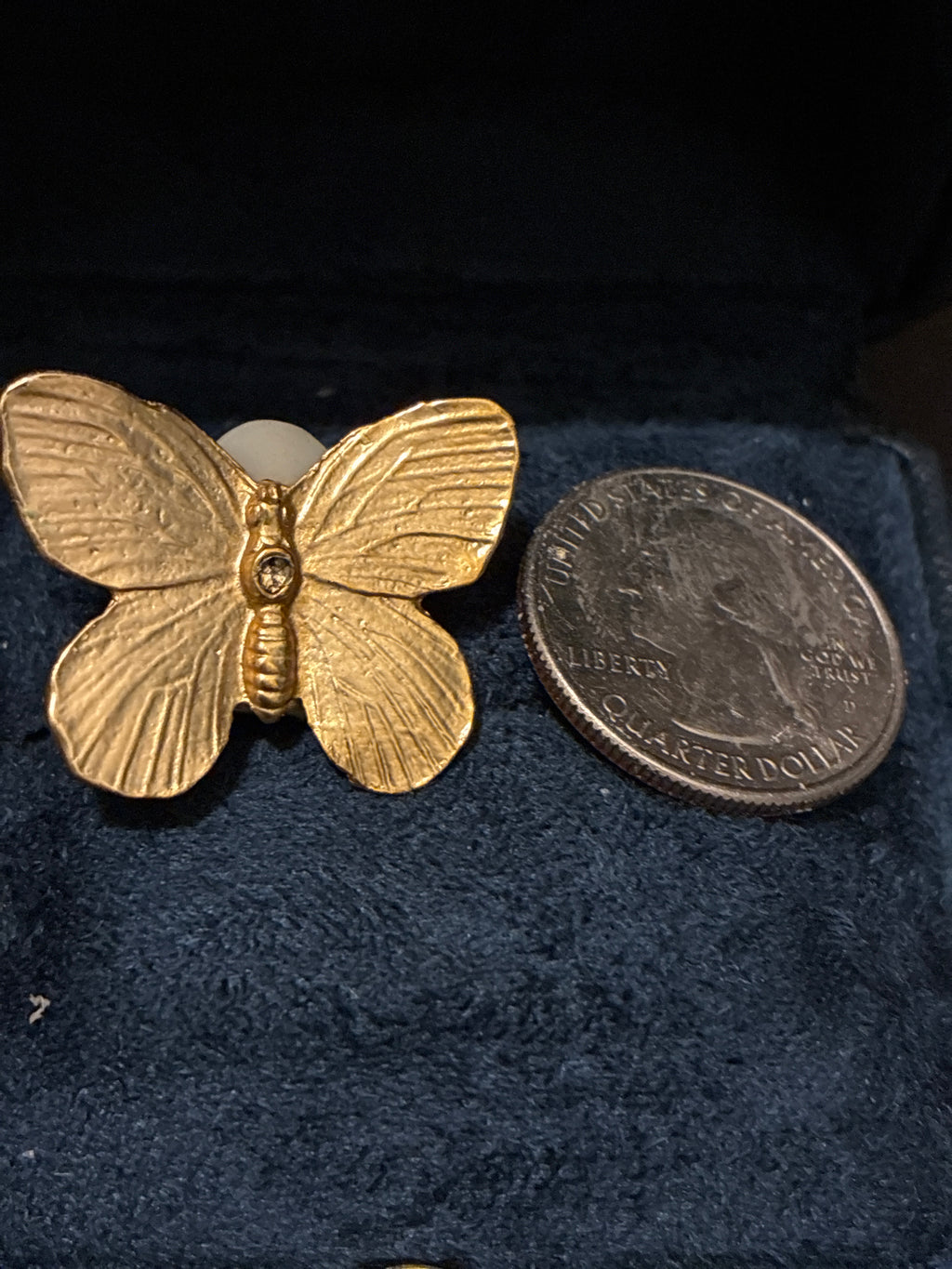 Gold Tone Vintage Butterfly Clip On Earrings