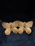 Gold Tone Vintage Butterfly Clip On Earrings