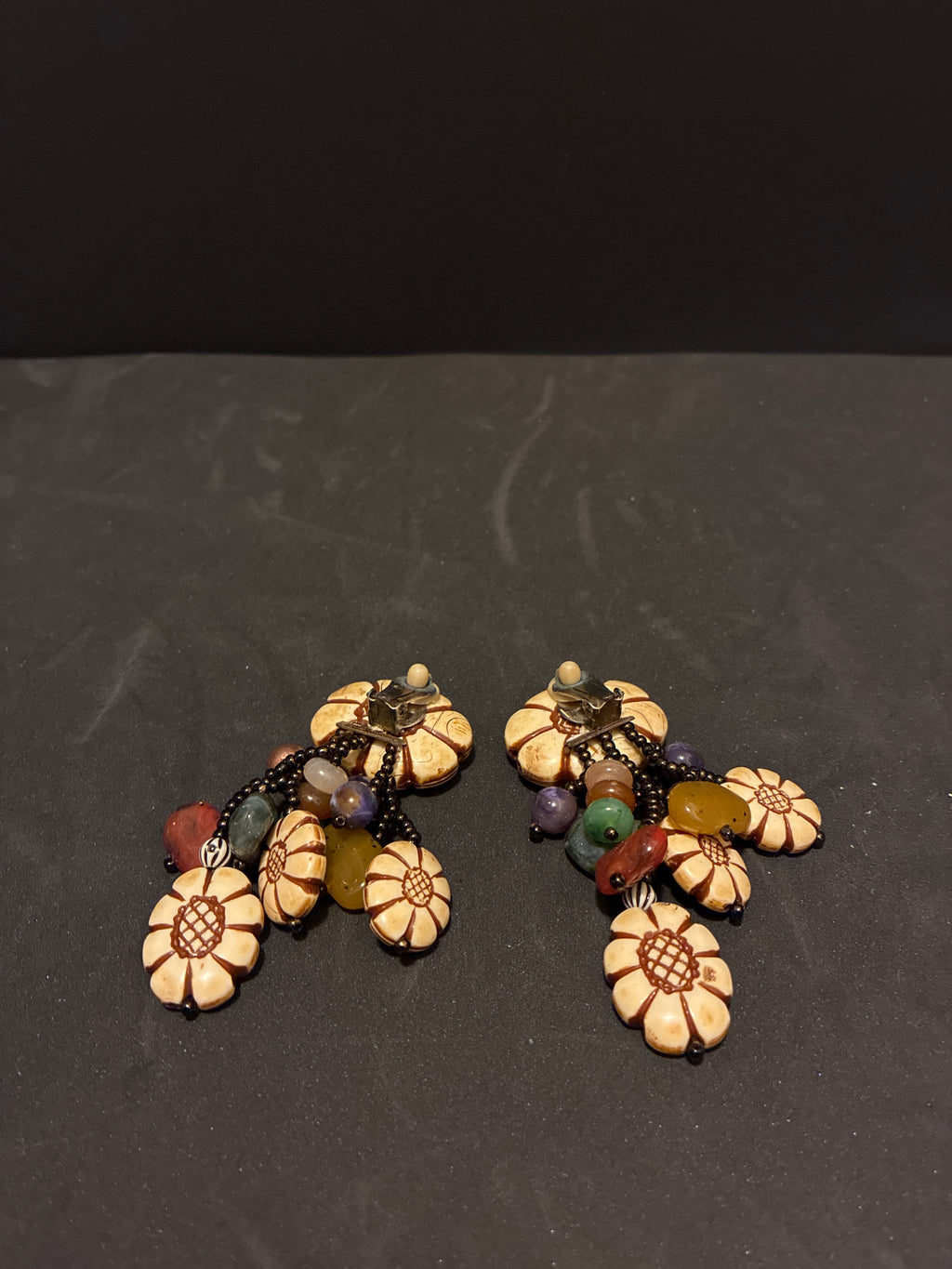 Handmade Vintage Flower Clip On Earrings